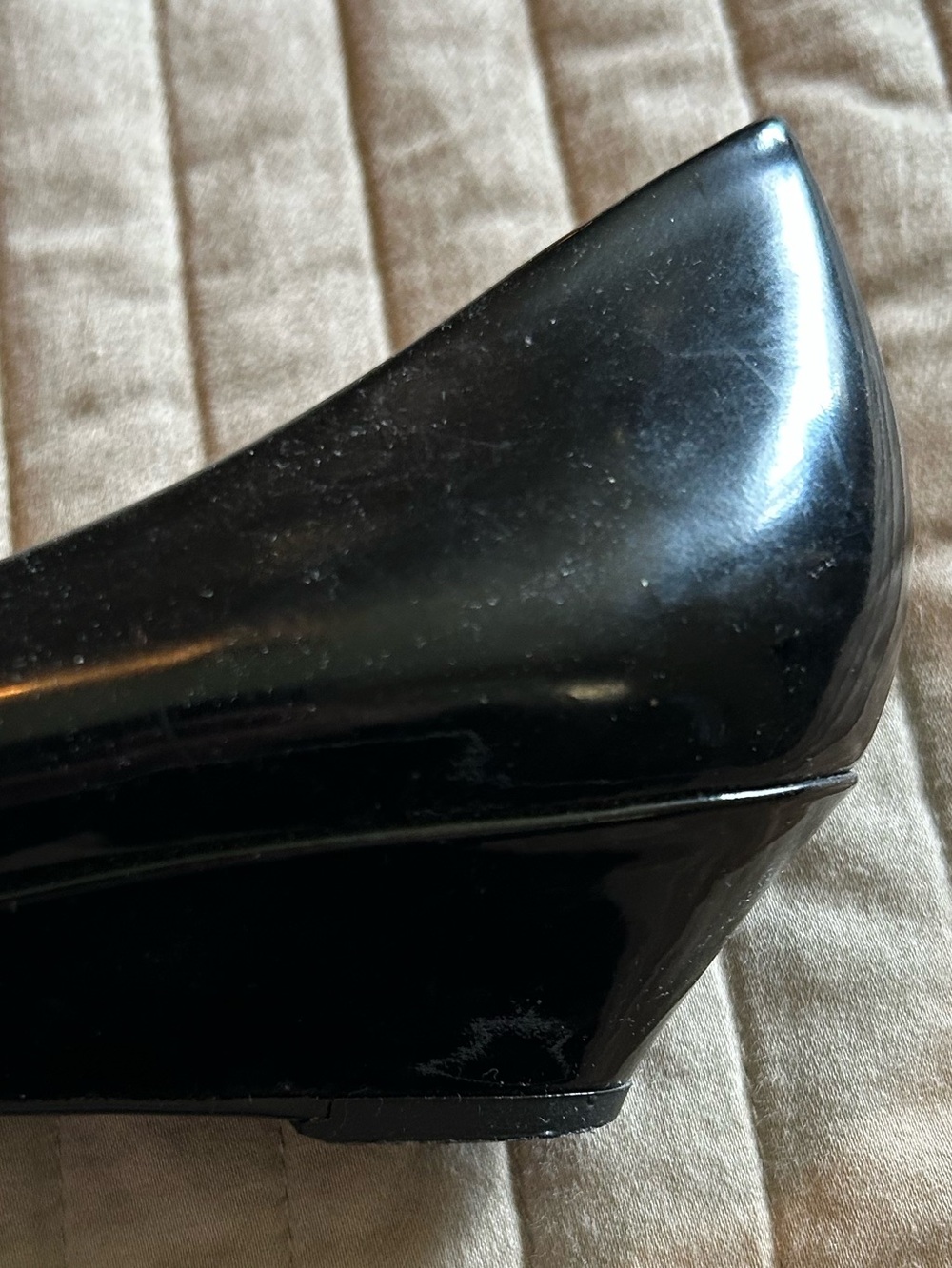 TOD'S Black Patent Leather Pointed-Toe Wedge Heels - Picture 8 of 11
